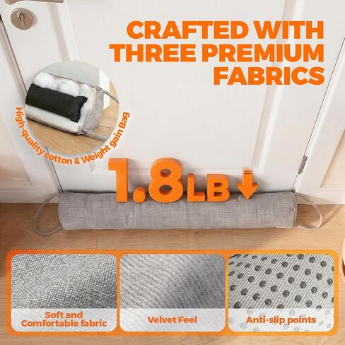 Holikme Weighted Door Draft Stopper 32 inch, Sweep Weather Stripping Seal Noise, Cold Air Blocker, Soundproofing, Warmth Sealer, Reinforced and Durable,Gray in Kuwait
