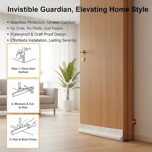 Door Draft Stopper, 2-Pack White Under Door Seal Strip for Bottom of Door, Blocks Draft Noise and Cold Air, Easy Install Weather Stripping for Interior Exterior Doors in Saudi Arabia