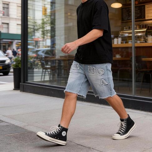 Men's Denim Shorts - Classic Fit Jean Shorts with Zipper Fly, Casual Summer Shorts for Men in Kuwait