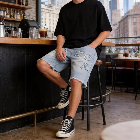 Men's Denim Shorts - Classic Fit Jean Shorts with Zipper Fly, Casual Summer Shorts for Men in Kuwait
