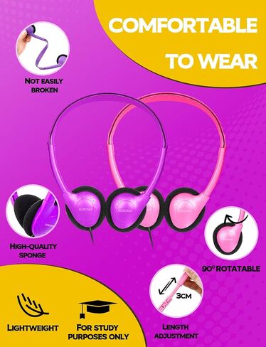 Kids Headphones Bulk 24 Pack for School Classroom K-12,Wholesale Class Set Earphones for Students Children Toddler Teens Boys Girls Adult 3.5mm Jack Multi Color in Saudi Arabia