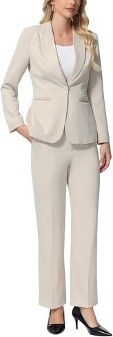 Lamgool Women's Suits 2 Piece Set Business Pant Suits Dressy One Button Blazer Sets Professional Work Office Outfits in Kuwait