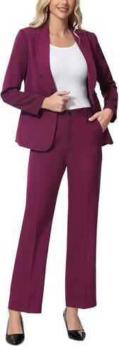 Lamgool Women's Suits 2 Piece Set Business Pant Suits Dressy One Button Blazer Sets Professional Work Office Outfits in Kuwait
