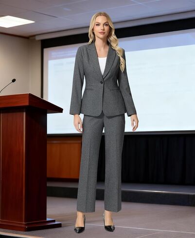 Lamgool Women's Suits 2 Piece Set Business Pant Suits Dressy One Button Blazer Sets Professional Work Office Outfits in Kuwait