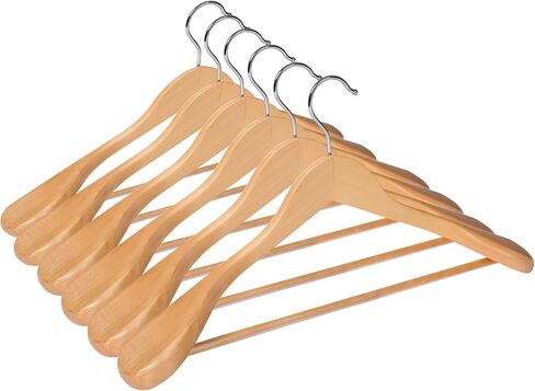 ABHENG Solid Wood Suit Hangers, 10 Pack, Coat Hangers with Non Slip Trouser Bar, 360° Swivel Hook, Heavy Duty Wide Hangers for Suit, Coat, Jacket, Trousers, Pants,17.3" W x 9", Dark Walnut AWY0410H in Kuwait