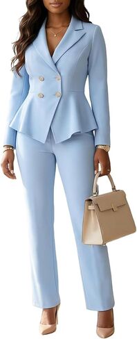 Ophestin Business 2 Piece Pant Suits for Women Dressy Blazer Double Breasted Pantsuit Set Formal Casual Work Outfits in Kuwait