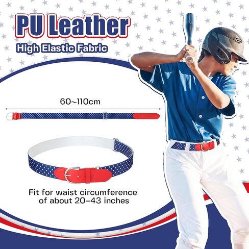 American Flag Baseball/softball Belt, USA Star Adjustable PU Leather Elastic Belt for Youth Sport Practice in Kuwait