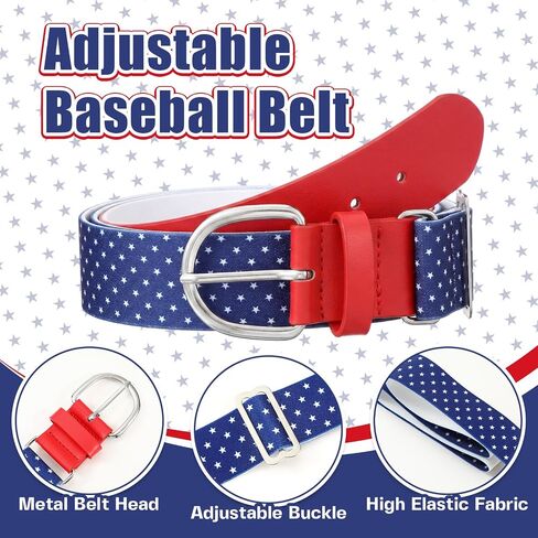 American Flag Baseball/softball Belt, USA Star Adjustable PU Leather Elastic Belt for Youth Sport Practice in Kuwait