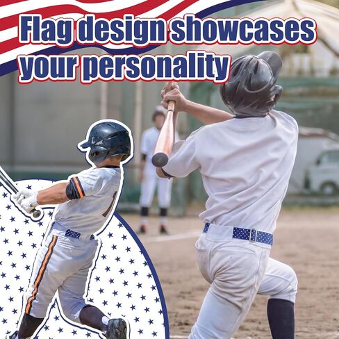 American Flag Baseball/softball Belt, USA Star Adjustable PU Leather Elastic Belt for Youth Sport Practice in Kuwait