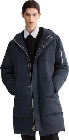 Orolay Men's Quilted Down Jacket – Windproof, Water-Resistant, Hooded Puffer Coat with Pockets for Winter Sports in Kuwait