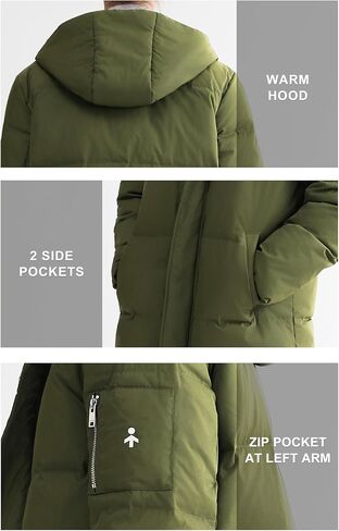 Orolay Men's Quilted Down Jacket – Windproof, Water-Resistant, Hooded Puffer Coat with Pockets for Winter Sports in Kuwait