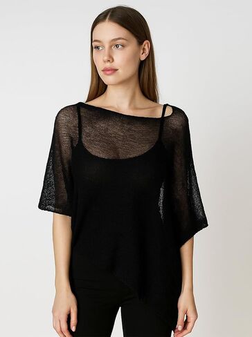 Sheer Poncho for Women Lightweight Knit Poncho Shawl Top Bolero Shrug Sweater in Saudi Arabia