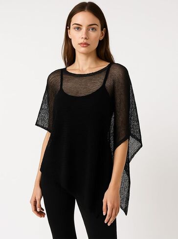 Sheer Poncho for Women Lightweight Knit Poncho Shawl Top Bolero Shrug Sweater in Saudi Arabia