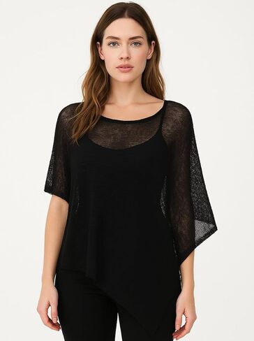 Sheer Poncho for Women Lightweight Knit Poncho Shawl Top Bolero Shrug Sweater in Saudi Arabia