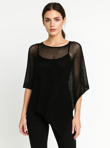 Sheer Poncho for Women Lightweight Knit Poncho Shawl Top Bolero Shrug Sweater in Saudi Arabia