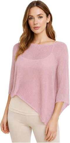 Sheer Poncho for Women Lightweight Knit Poncho Shawl Top Bolero Shrug Sweater in Saudi Arabia