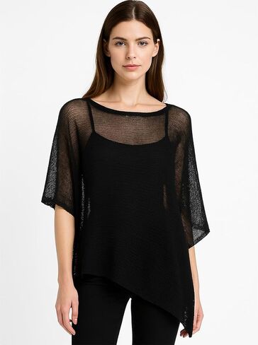 Sheer Poncho for Women Lightweight Knit Poncho Shawl Top Bolero Shrug Sweater in Saudi Arabia