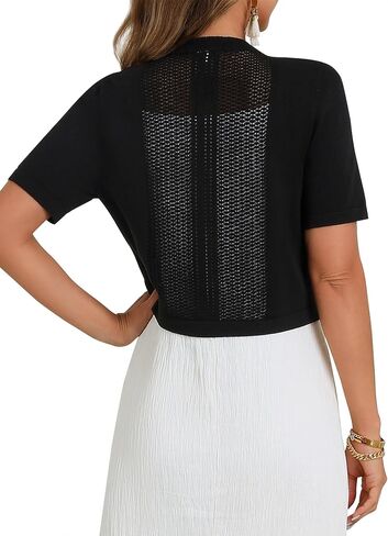 Women's Tie Front Shrug Short Sleeve Bolero Cardigan Lightweight Summer Casual Short Shawl Tops in Saudi Arabia