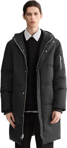 Orolay Men's Quilted Down Jacket – Windproof, Water-Resistant, Hooded Puffer Coat with Pockets for Winter Sports in Kuwait