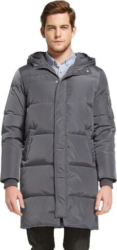 Orolay Men's Quilted Down Jacket – Windproof, Water-Resistant, Hooded Puffer Coat with Pockets for Winter Sports in Kuwait