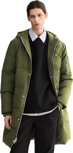 Orolay Men's Quilted Down Jacket – Windproof, Water-Resistant, Hooded Puffer Coat with Pockets for Winter Sports in Kuwait