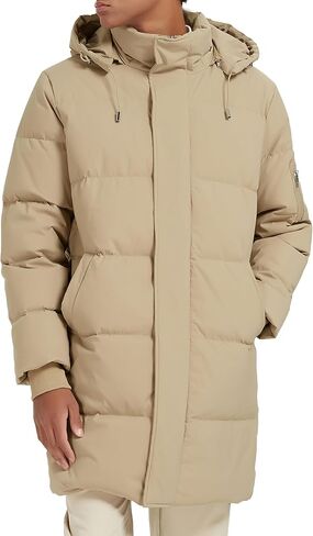Orolay Men's Quilted Down Jacket – Windproof, Water-Resistant, Hooded Puffer Coat with Pockets for Winter Sports in Kuwait