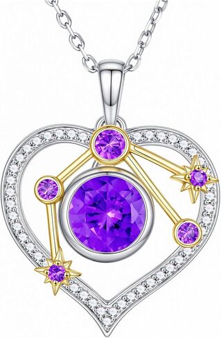 Iefil Birthstone Necklace for Women - 925 Sterling Silver Zodiac Constellation Necklace, Anniversary Birthday Jewelry Gifts in Kuwait