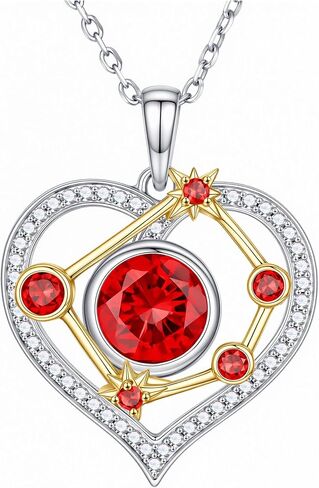 Iefil Birthstone Necklace for Women - 925 Sterling Silver Zodiac Constellation Necklace, Anniversary Birthday Jewelry Gifts in Kuwait