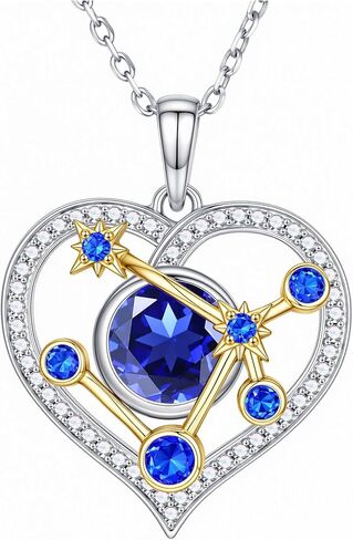Iefil Birthstone Necklace for Women - 925 Sterling Silver Zodiac Constellation Necklace, Anniversary Birthday Jewelry Gifts in Kuwait