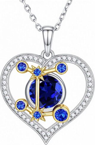 Iefil Birthstone Necklace for Women - 925 Sterling Silver Zodiac Constellation Necklace, Anniversary Birthday Jewelry Gifts in Kuwait