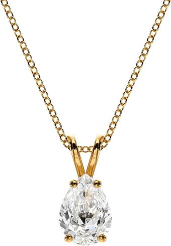IGI Certified 1/2 to 2 Carat 14K Gold Pear Shape Lab Grown Diamond Pendant Necklace for Women, D-F Color, VVS-VS Clarity with 18 Inch Adjustable Gold Chain in Saudi Arabia