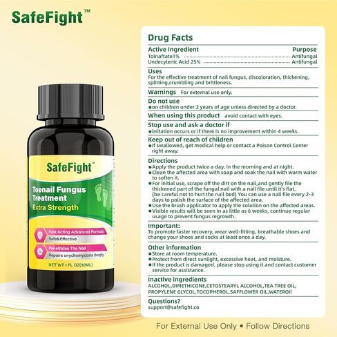 Toenail Fungus Treatment with 25% Undecylenic Acid & Tolnaftate, SafeFight Nail Repair Solution for Fungi Nail, Toenail Fungus Treatment Extra Strength Nail Repair for Fungi Nail in Saudi Arabia