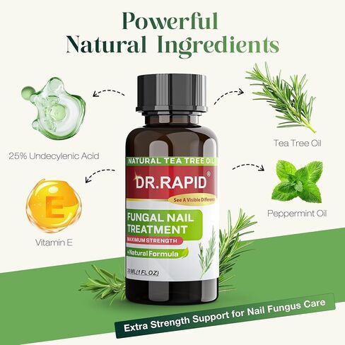 Toenail Fungus Treatment Extra Strength - DR.RAPID Nail Repair for Damaged Nails, Nail Fungus Treatment Extra Strength with 25% Undecylenic Acid & Tea Tree Oil, Nail Repair for nail fungus treatment in Saudi Arabia