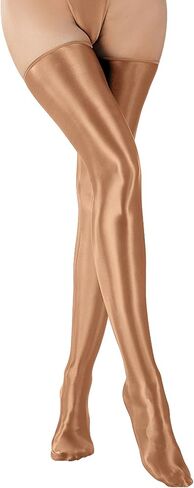 FEOYA Shiny Thigh High Stockings for Women Oil Glossy Stockings Opaque Long Stockings Over Knee Cosplay Socks in Kuwait