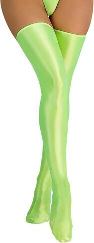 FEOYA Shiny Thigh High Stockings for Women Oil Glossy Stockings Opaque Long Stockings Over Knee Cosplay Socks in Kuwait
