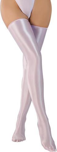 FEOYA Shiny Thigh High Stockings for Women Oil Glossy Stockings Opaque Long Stockings Over Knee Cosplay Socks in Kuwait