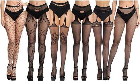 Adove Women Sexy Suspender Pantyhose Stretchy Fishnets Stockings High Waist Thigh High Fishnet Tights in Kuwait