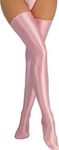 FEOYA Shiny Thigh High Stockings for Women Oil Glossy Stockings Opaque Long Stockings Over Knee Cosplay Socks in Kuwait