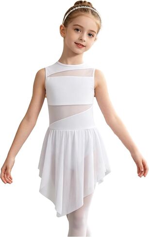 Girls Lyrical Dance Costume Contemporary Ballet Leotard Sleeveless Tulle Dance Dress for Gymnastics Dancewear in Saudi Arabia