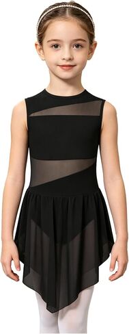 Girls Lyrical Dance Costume Contemporary Ballet Leotard Sleeveless Tulle Dance Dress for Gymnastics Dancewear in Saudi Arabia