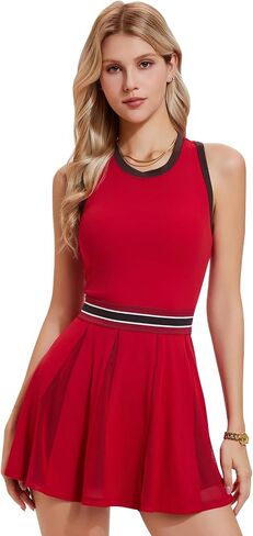 Women's Tennis Dress Golf Workout Pickleball Athletic Sleeveless Racerback Cutout Pleated Mini Skater Summer Activewear in Kuwait
