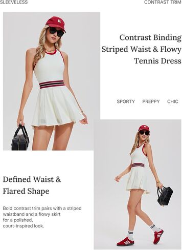 Women's Tennis Dress Golf Workout Pickleball Athletic Sleeveless Racerback Cutout Pleated Mini Skater Summer Activewear in Kuwait