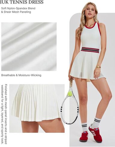 Women's Tennis Dress Golf Workout Pickleball Athletic Sleeveless Racerback Cutout Pleated Mini Skater Summer Activewear in Kuwait