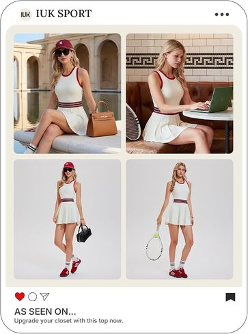 Women's Tennis Dress Golf Workout Pickleball Athletic Sleeveless Racerback Cutout Pleated Mini Skater Summer Activewear in Kuwait