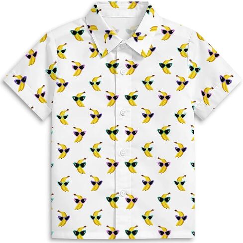 Cat Boys Hawaiian Shirts Novelty Printed Funky Short Sleeve Button Down Shirt Kids Aloha Beach Shirt for 3-14 Years in Saudi Arabia