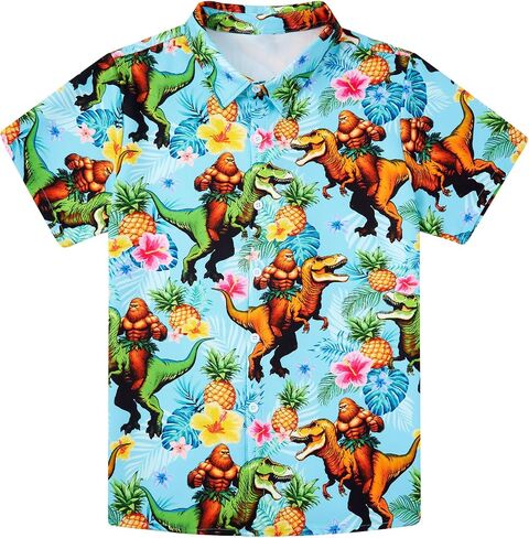 westwolf Boys Hawaiian Shirts 7-14 Years Button Down Short Sleeve Cool Top Shirt in Kuwait