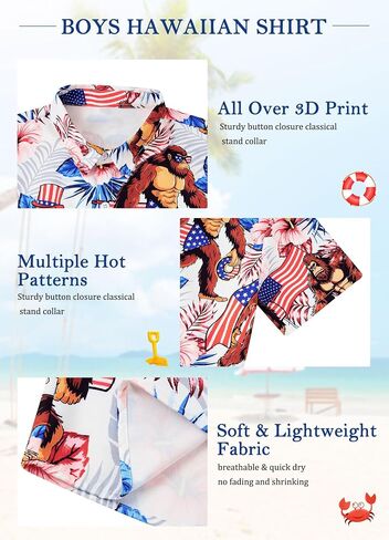 westwolf Boys Hawaiian Shirts 7-14 Years Button Down Short Sleeve Cool Top Shirt in Saudi Arabia