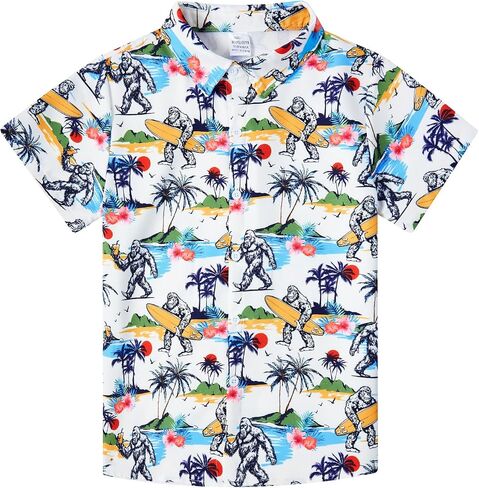 westwolf Boys Hawaiian Shirts 7-14 Years Button Down Short Sleeve Cool Top Shirt in Saudi Arabia