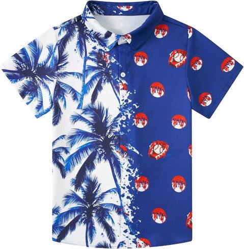 westwolf Boys Hawaiian Shirts 7-14 Years Button Down Short Sleeve Cool Top Shirt in Saudi Arabia