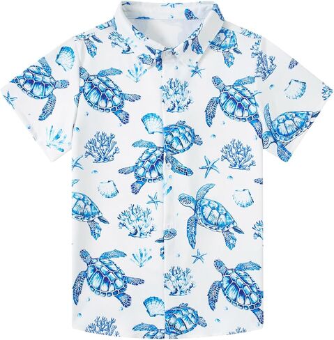 westwolf Boys Hawaiian Shirts 7-14 Years Button Down Short Sleeve Cool Top Shirt in Saudi Arabia